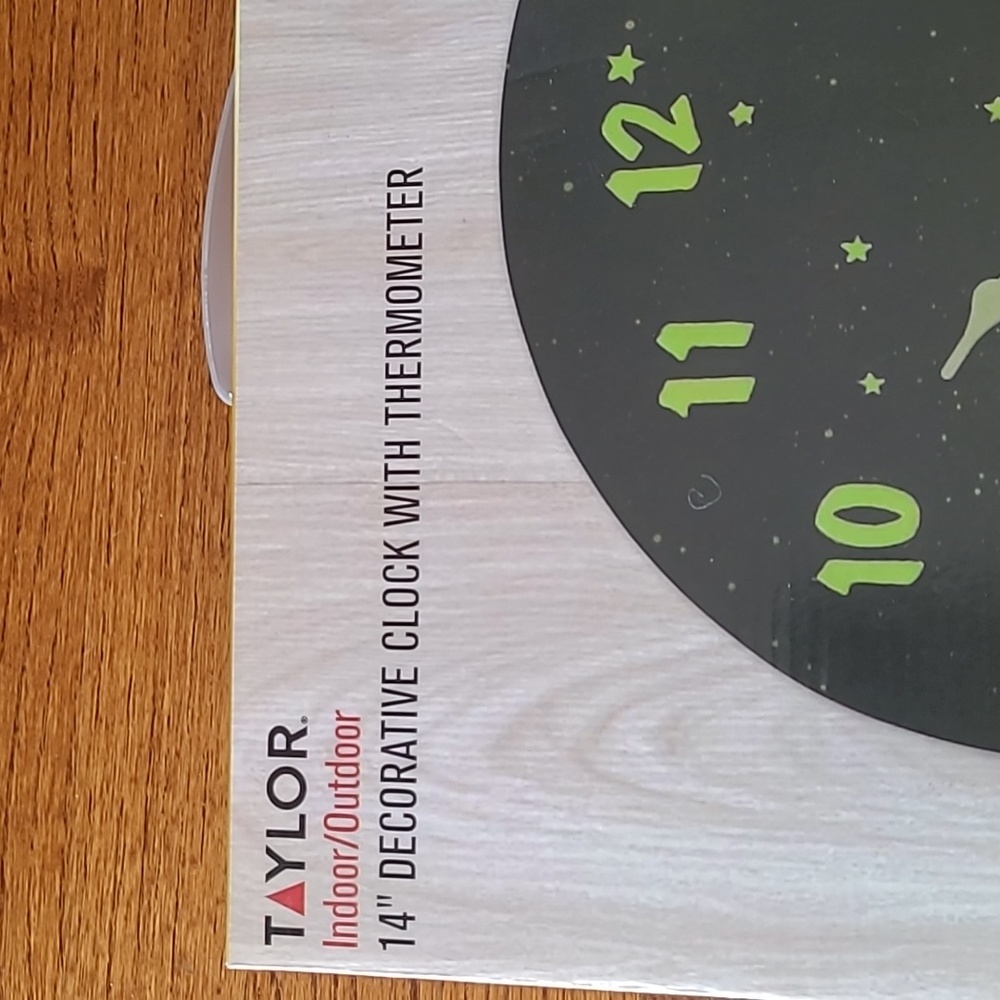 NIB - Indoor/Outdoor Clock with Thermometer (Glows in the Dark) - Picture 2 of 12